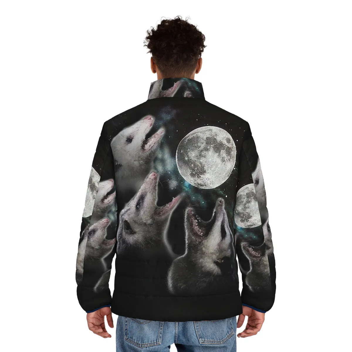 3 Opossum Moon Puffer Jacket - Unique Animal Print Warm Winter Coat