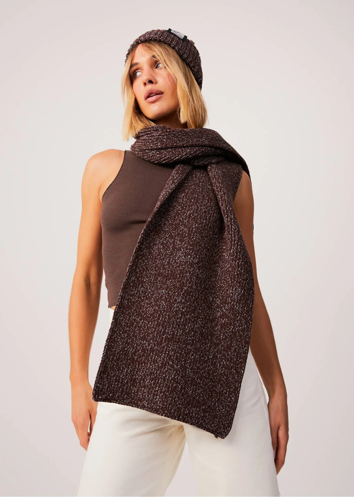 AFENDS Unisex Solace - Knitted Scarf - Coffee