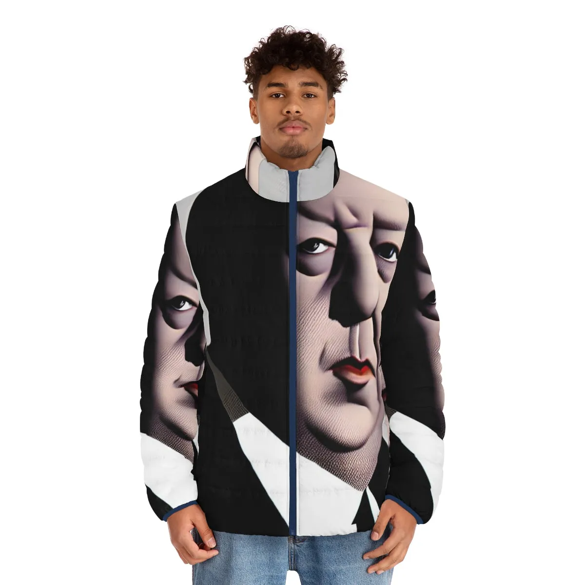 Alfred Hitchcock Portrait Puffer Jacket - Iconic Director's Movies