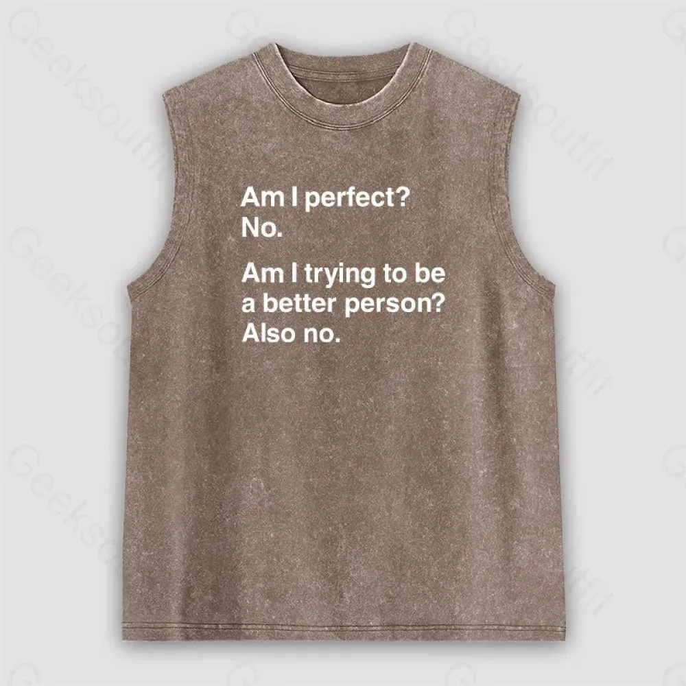 Am I Perfect No Unisex Washed Tank