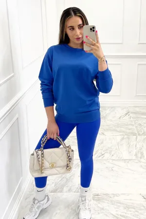 Amber blue round neck essential sweater