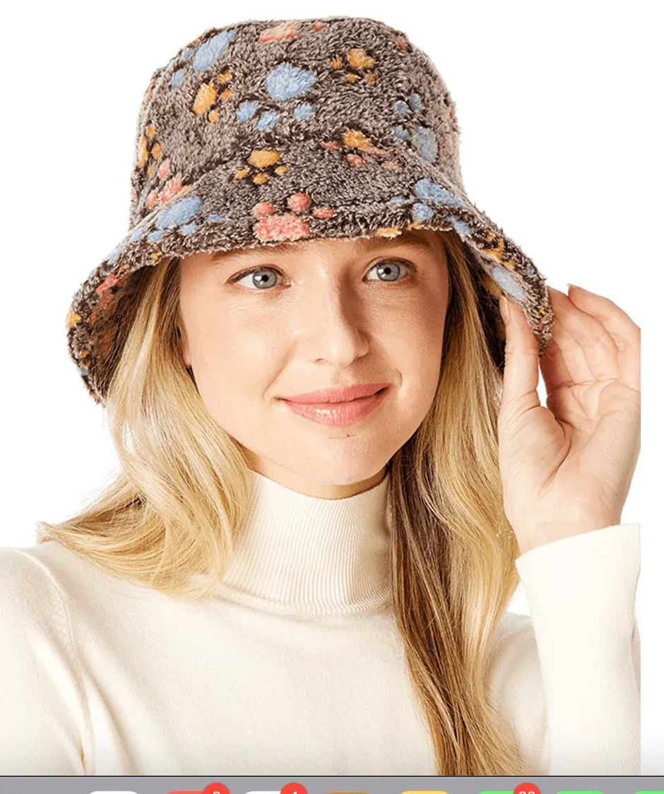 ANIMAL PAWS FAUX FUR BUCKET HAT-LOH204