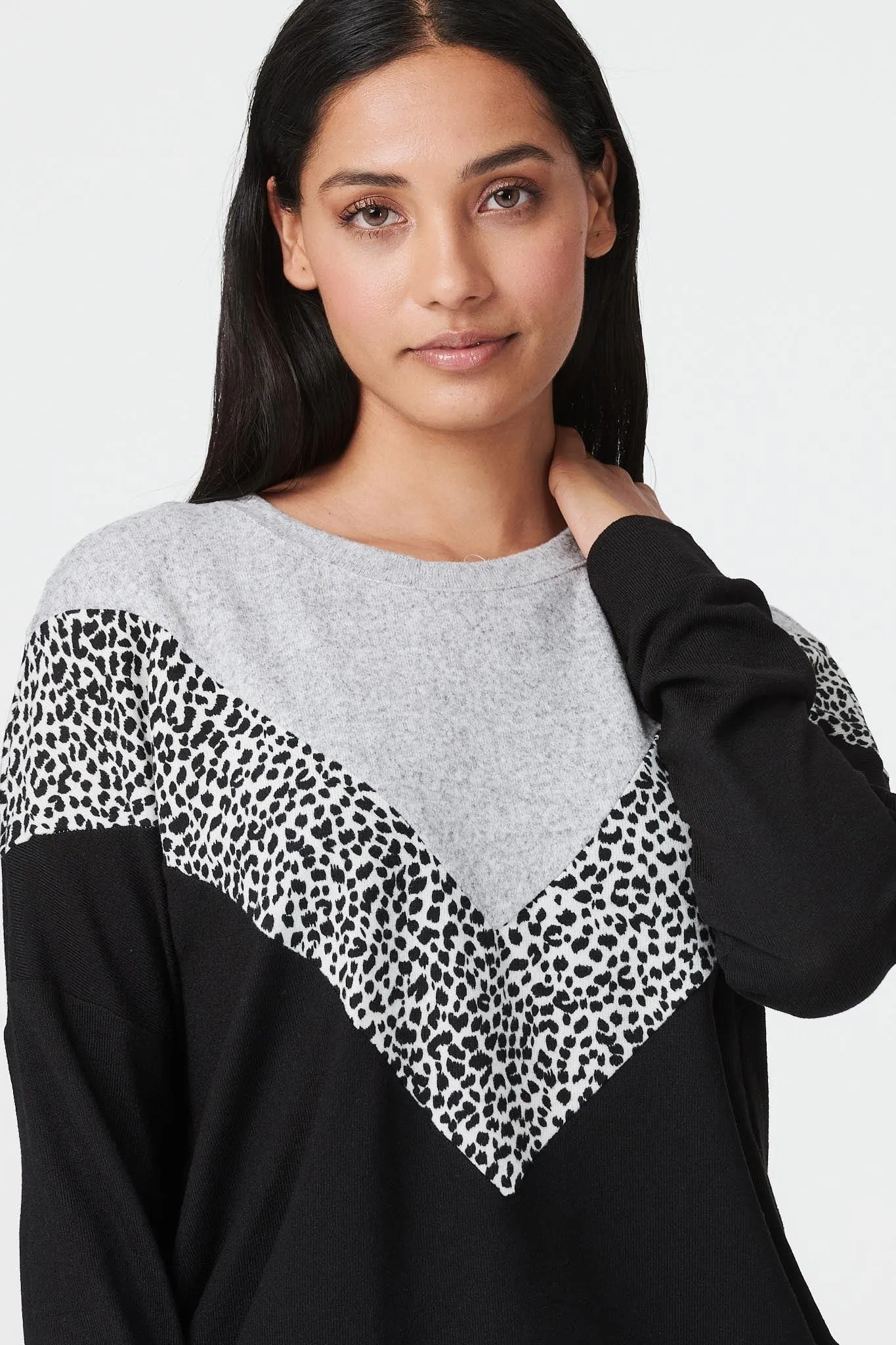 Animal Print Relaxed Jumper