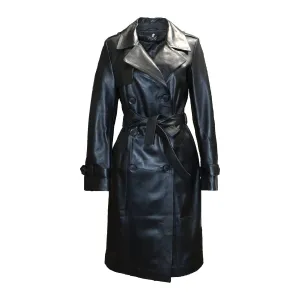 Barya New York Women's Genuine Leather Trench Coat