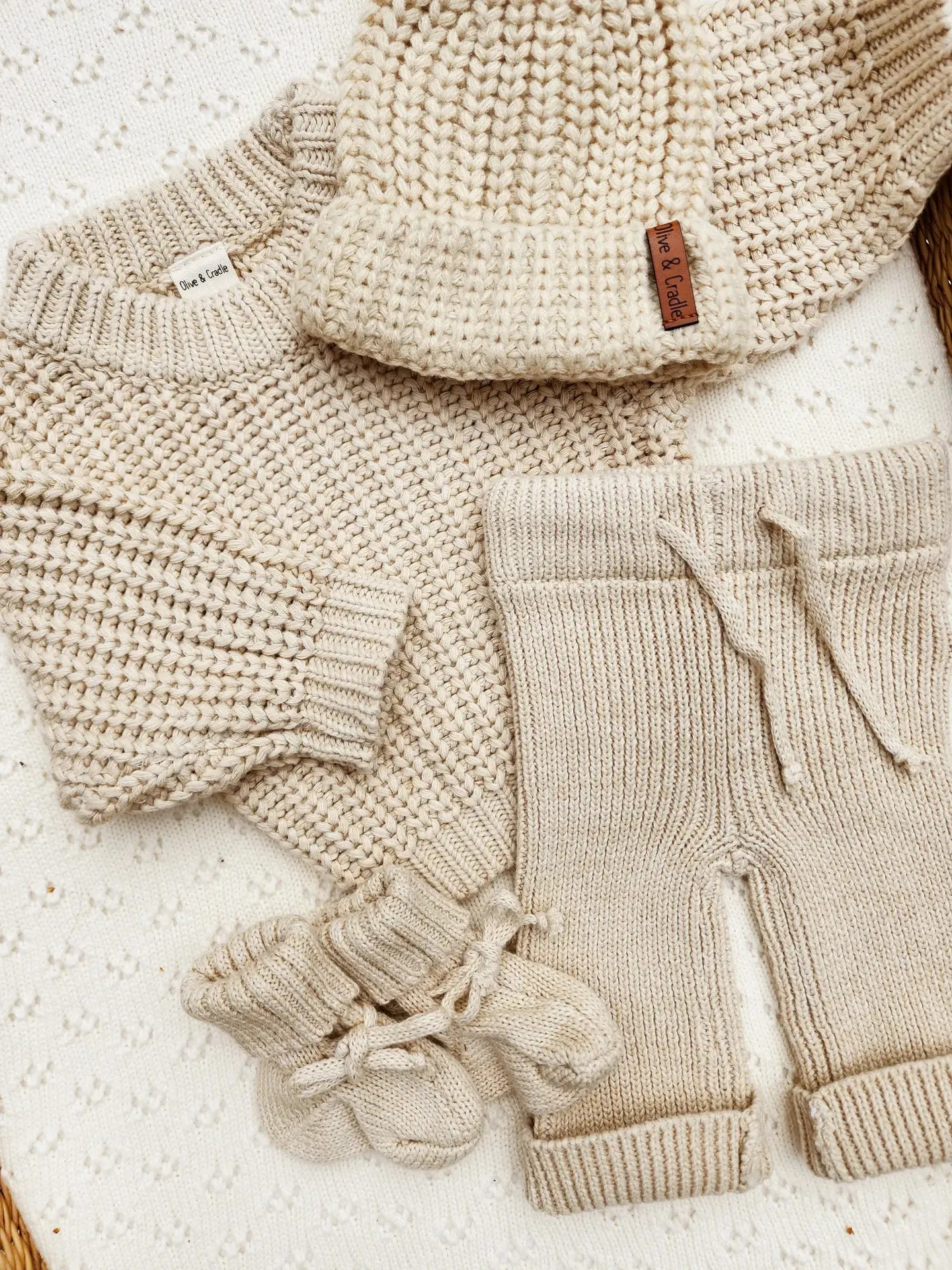 Beige Chunky Knit Sweater Set