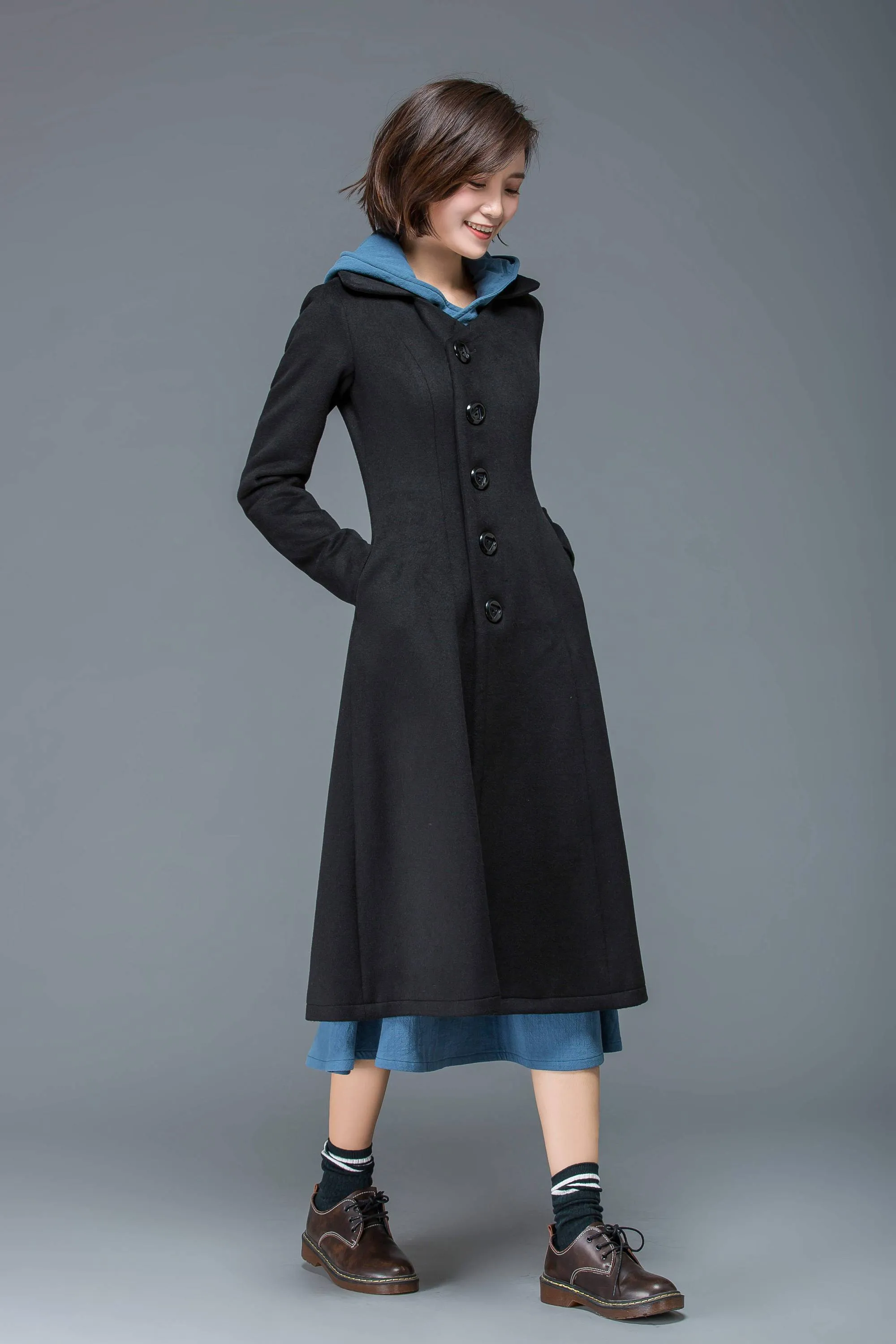 Black coat, wool coat, warm coat, long coat, winter coat, long coat, midi coat, womens coat, ladies coats, classic coat, custom C1167