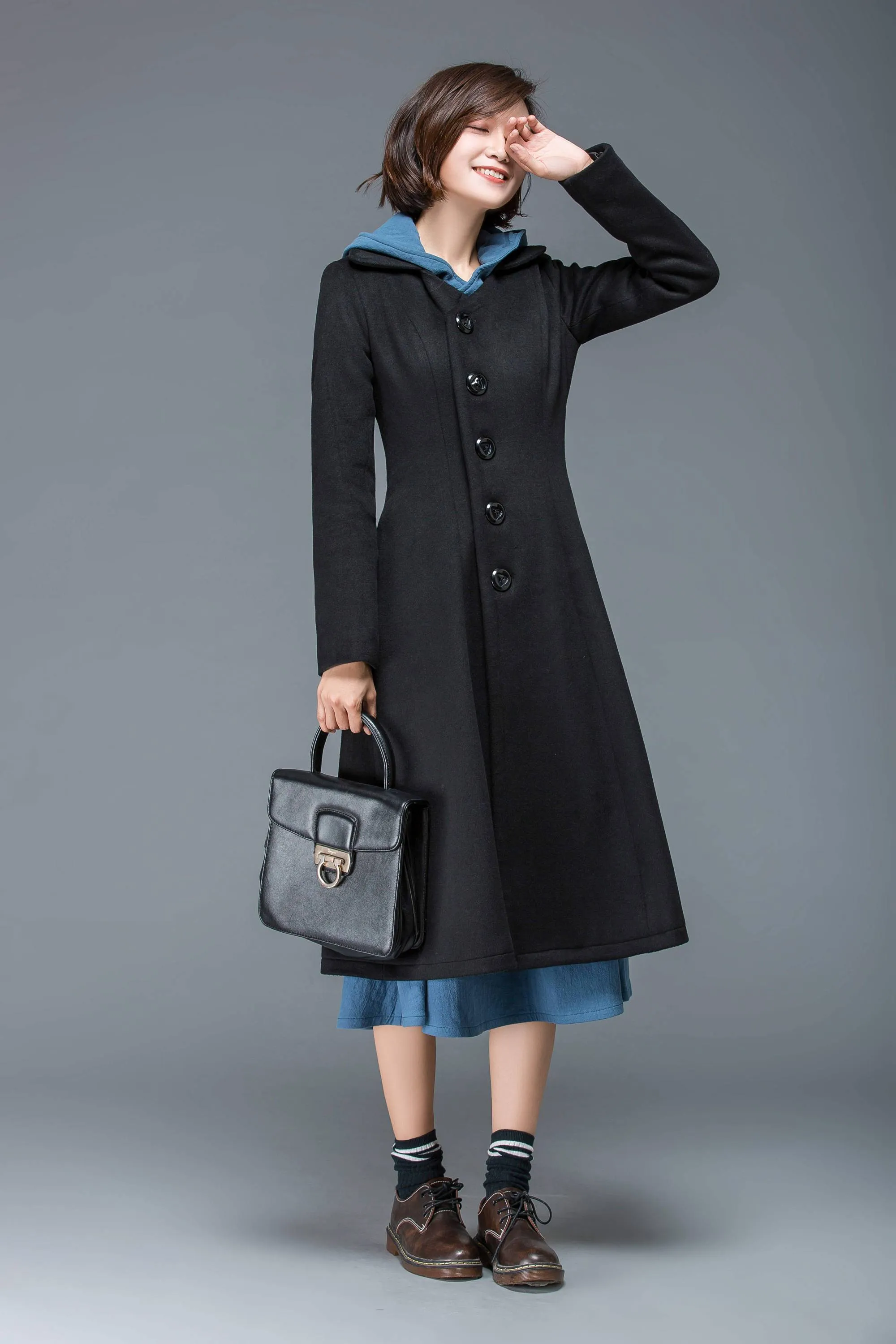 Black coat, wool coat, warm coat, long coat, winter coat, long coat, midi coat, womens coat, ladies coats, classic coat, custom C1167