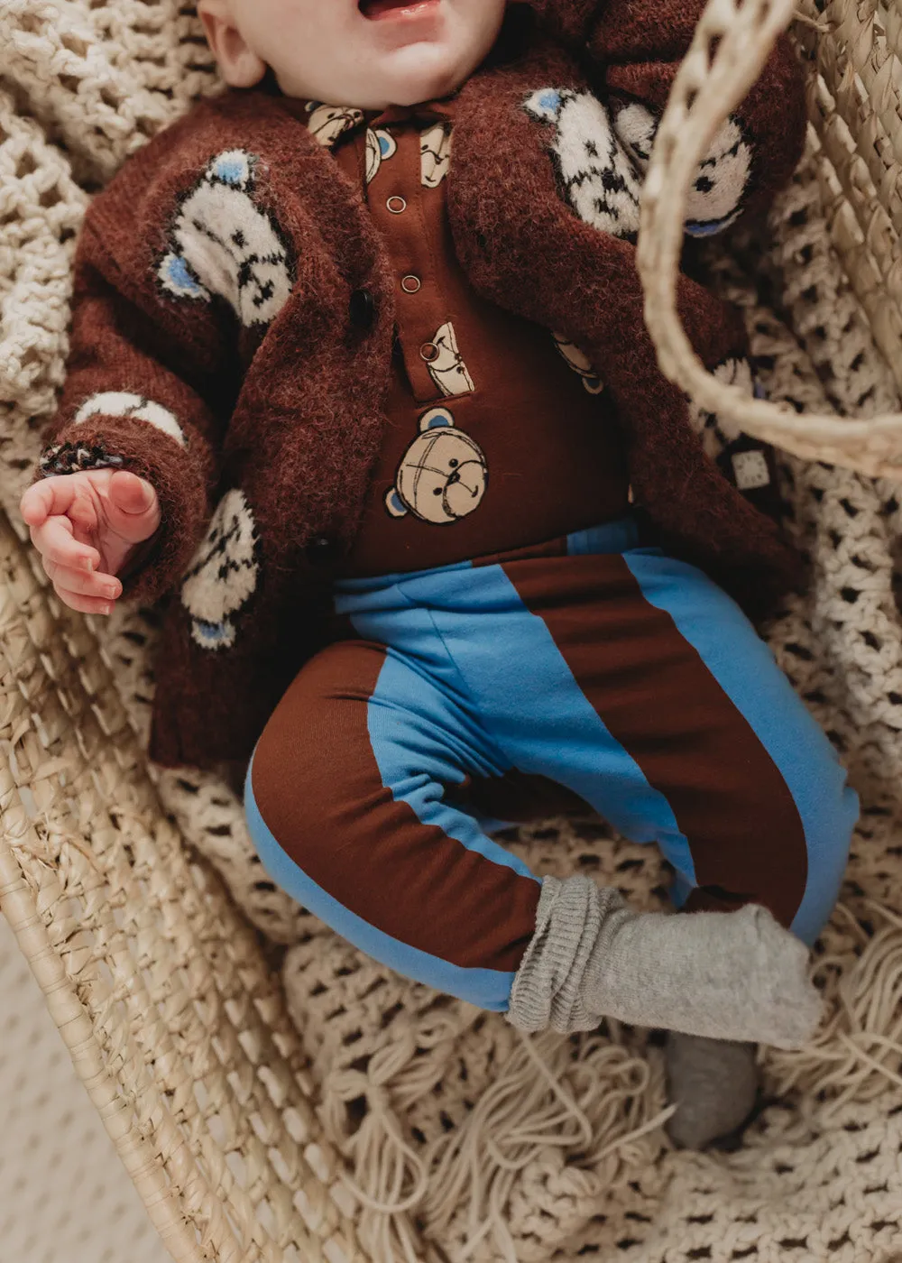 BLOCK STRIPE LEGGINGS - BLUE/CHOCOLATE