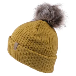 Brixton Hats Alison Faux Fur Pom Bobble Hat - Tan