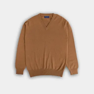 Bronze V-Neck Cashmere Sweater