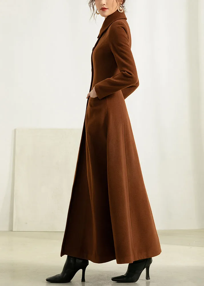 Brown vintage inspried long cozy coat 2955