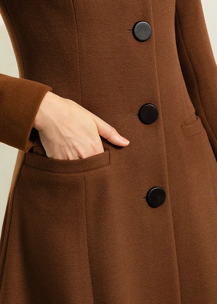 Brown vintage inspried long cozy coat 2955