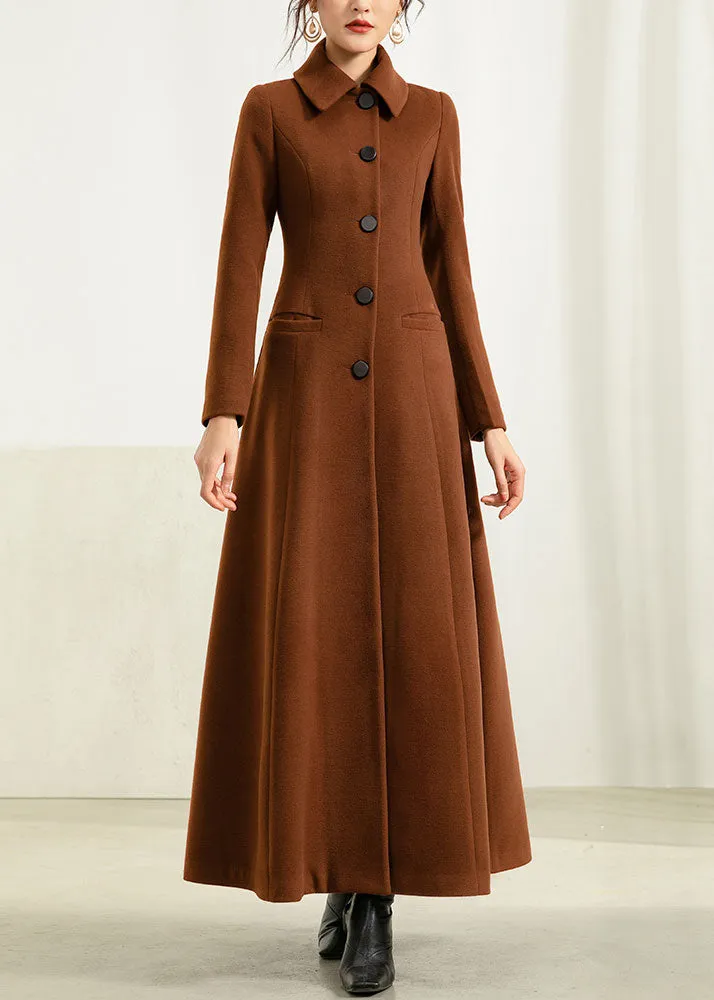 Brown vintage inspried long cozy coat 2955