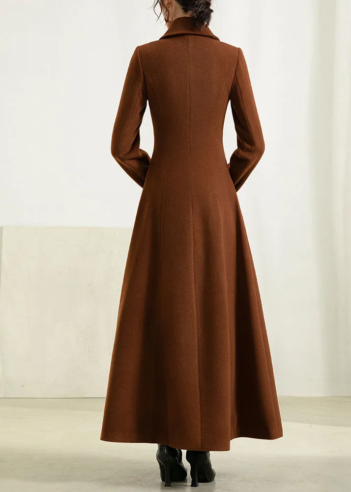 Brown vintage inspried long cozy coat 2955