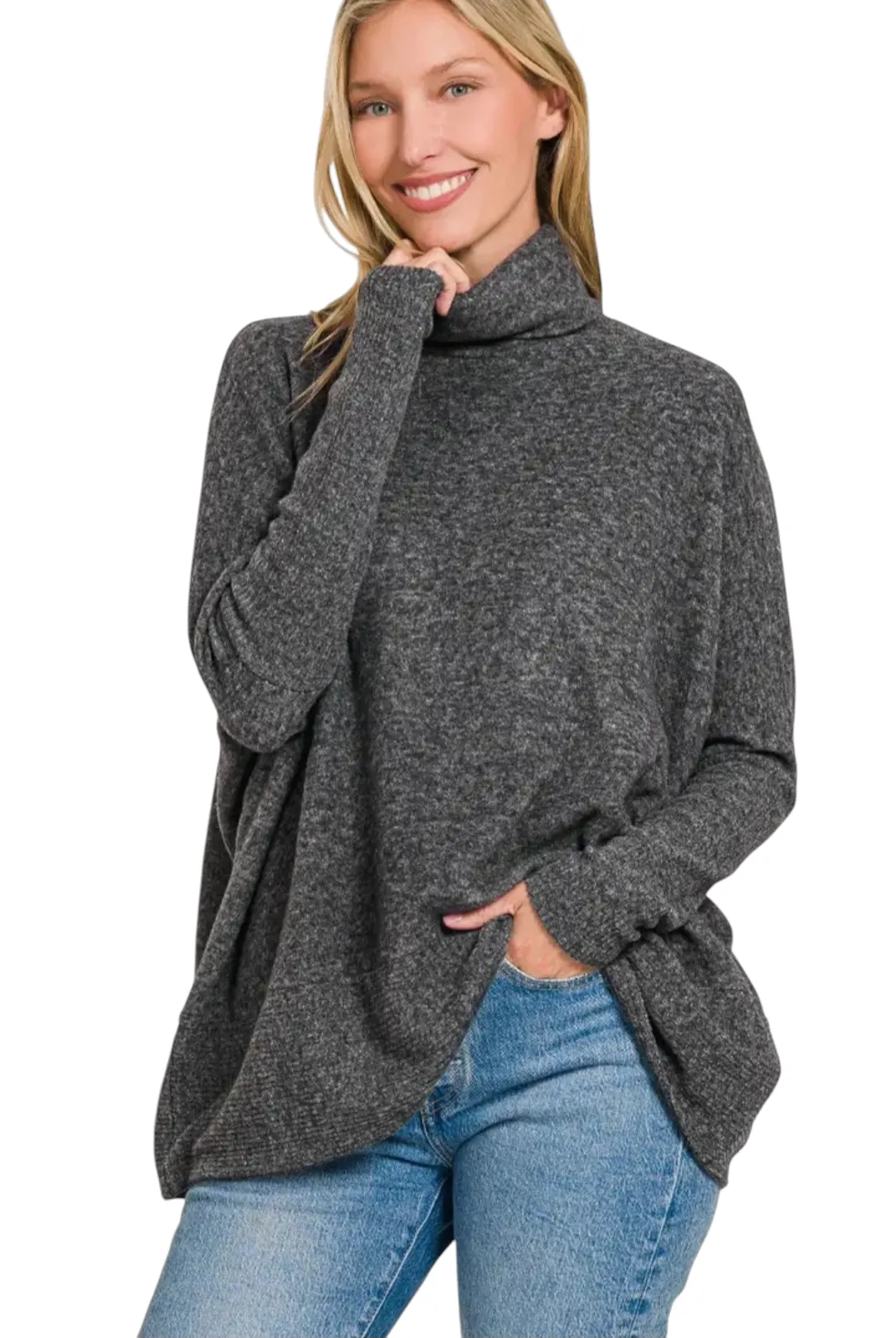 Brushed Turtleneck Sweater - Multiple Colors Available