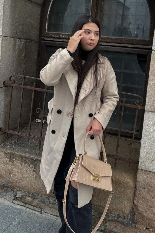 Casual Oversized Beige Wool Coat C3138