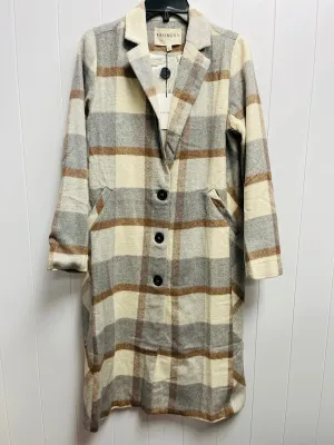 Coat Trench Coat By Promesa In Cream & Grey, Size: S