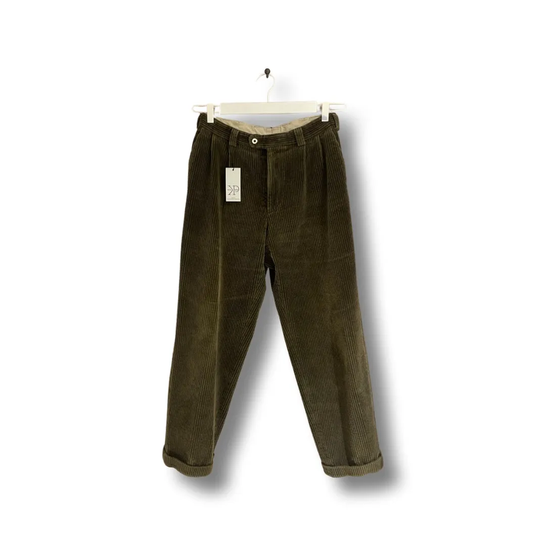 Corduroy green pants.