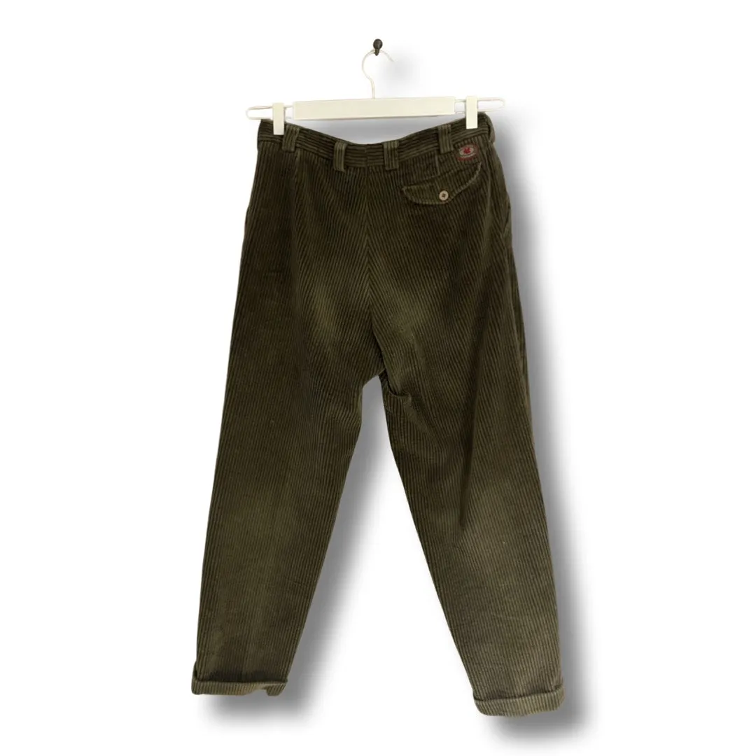 Corduroy green pants.