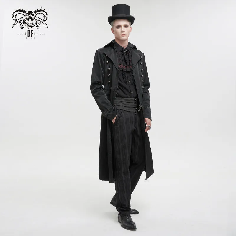 CT196 gothic basic style dark pattern leather trench coat