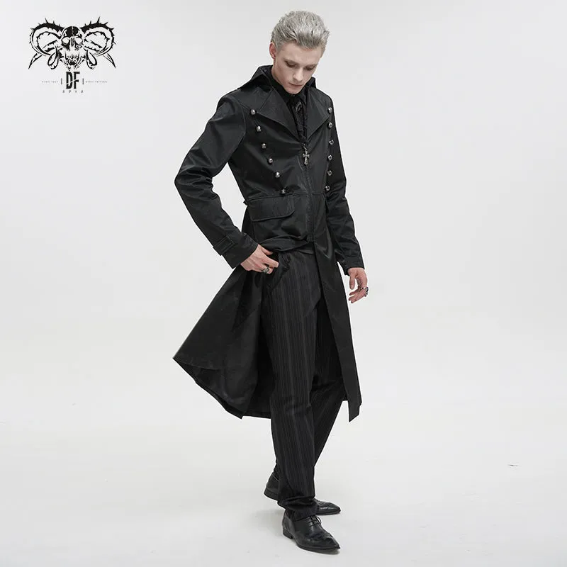 CT196 gothic basic style dark pattern leather trench coat