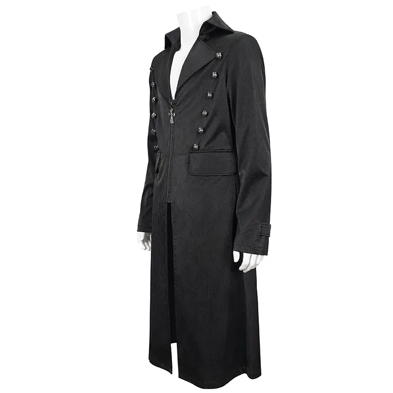 CT196 gothic basic style dark pattern leather trench coat