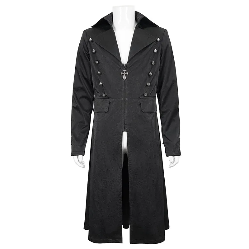 CT196 gothic basic style dark pattern leather trench coat