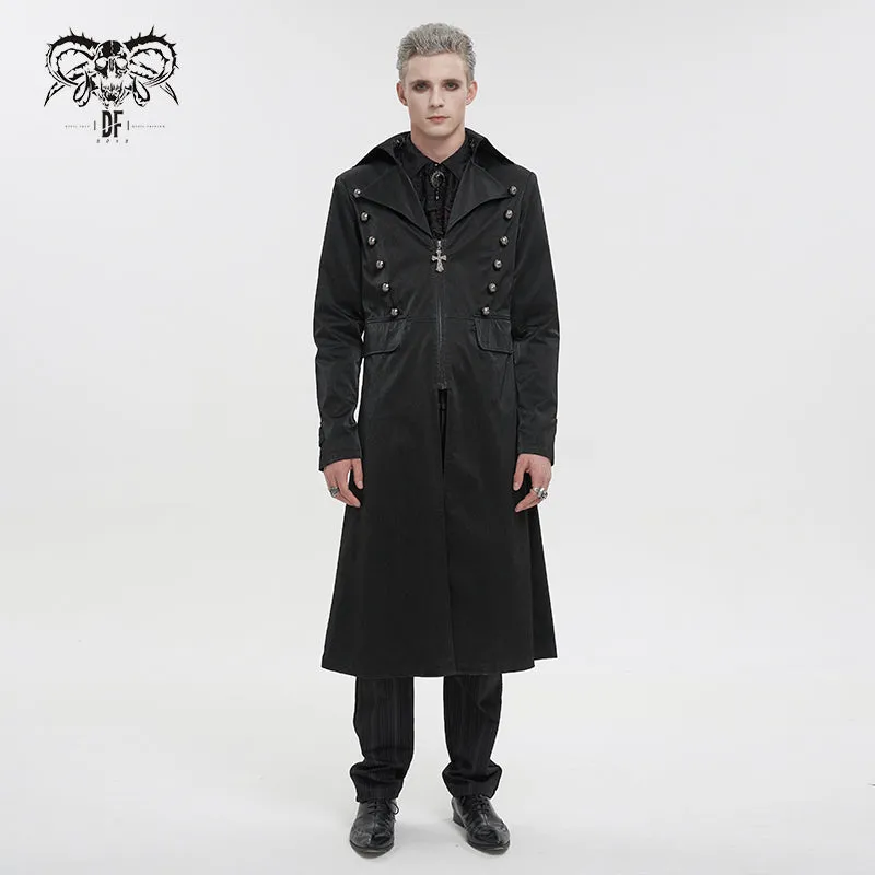 CT196 gothic basic style dark pattern leather trench coat