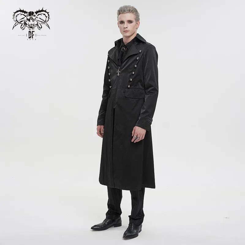 CT196 gothic basic style dark pattern leather trench coat