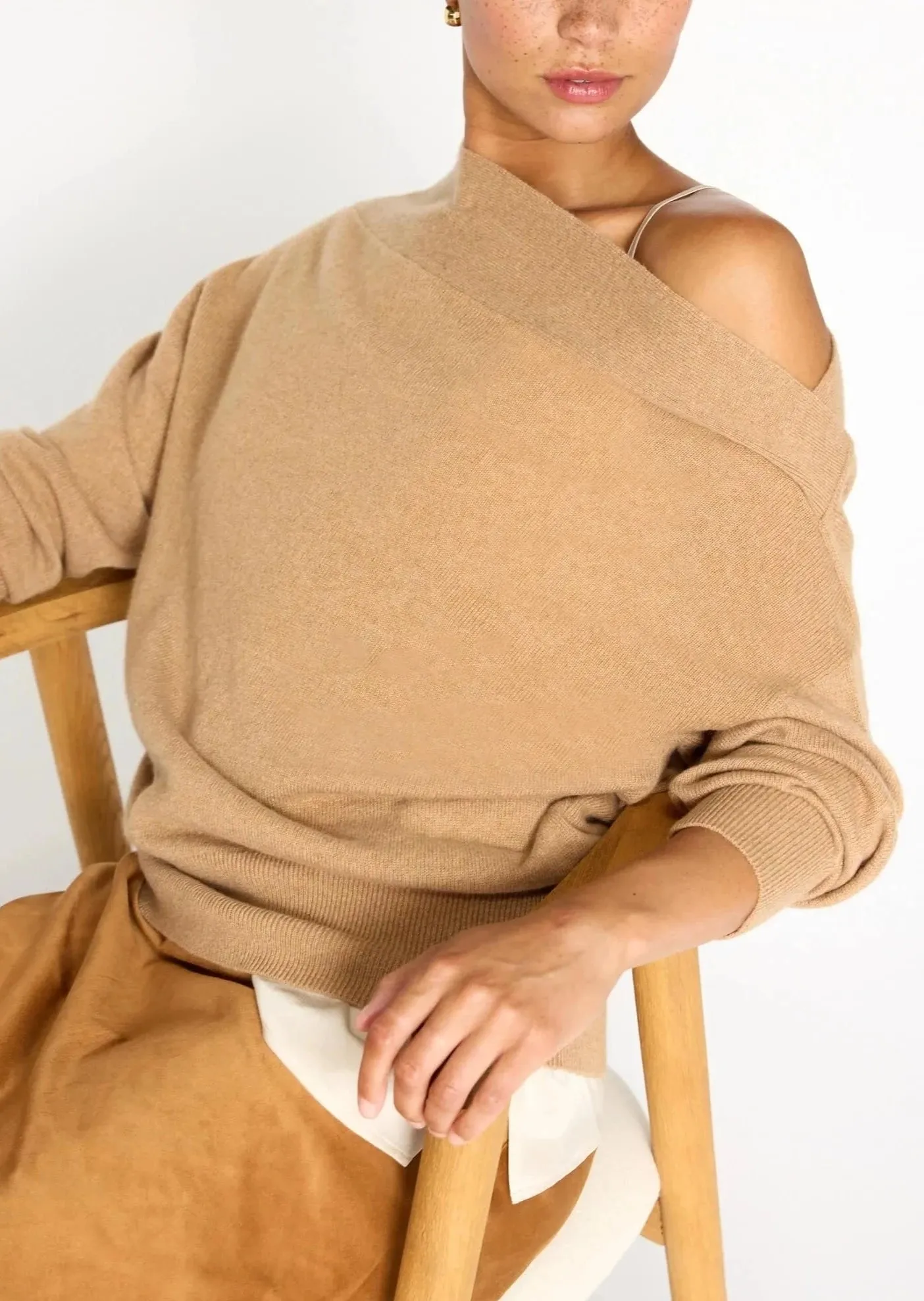 Dunne Pullover - Camel Melange