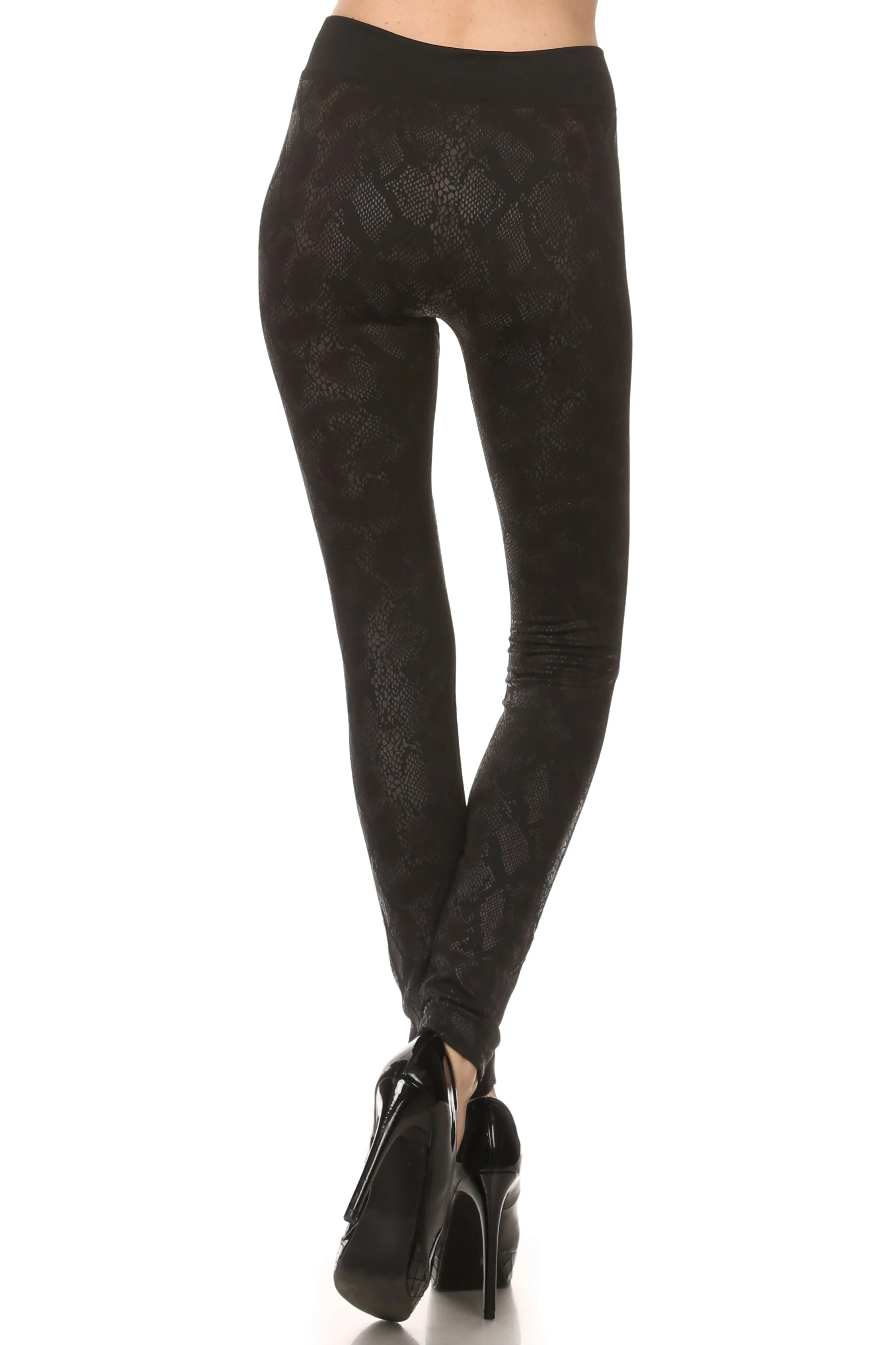 Embossed Textured Fleece Lined Leggings