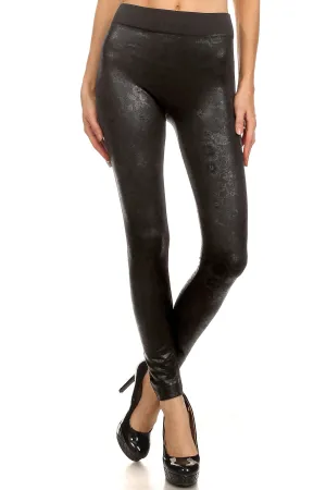 Embossed Textured Fleece Lined Leggings