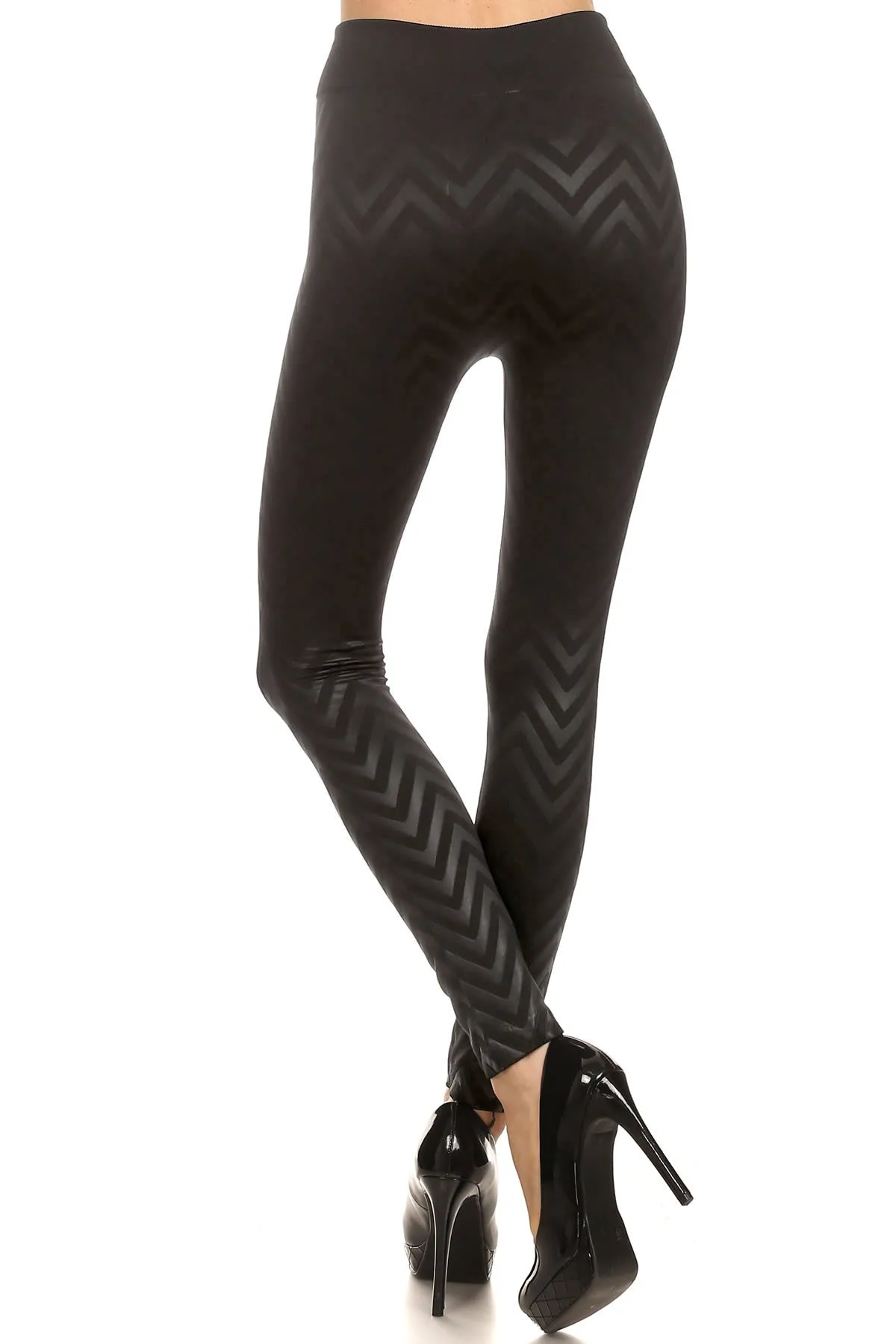 Embossed Textured Fleece Lined Leggings