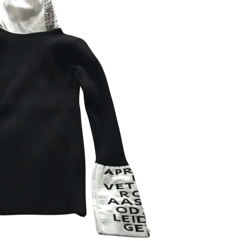 Fancy Knit Black Turtleneck Women Sweater