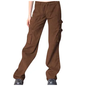 FashionSierra - Fashion Women Street Hot Girl Brown Trousers Corduroy Pocket Tooling Casual Trousers New Hot Sale