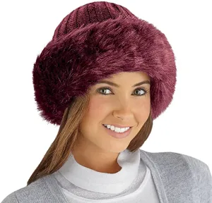 Faux Fur Hat Burgundy