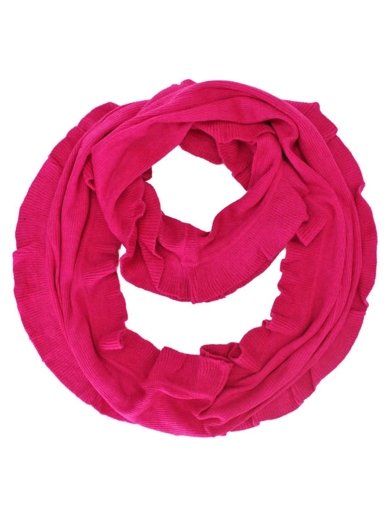 Feminine Ruffled Knit Winter Infinity Scarf