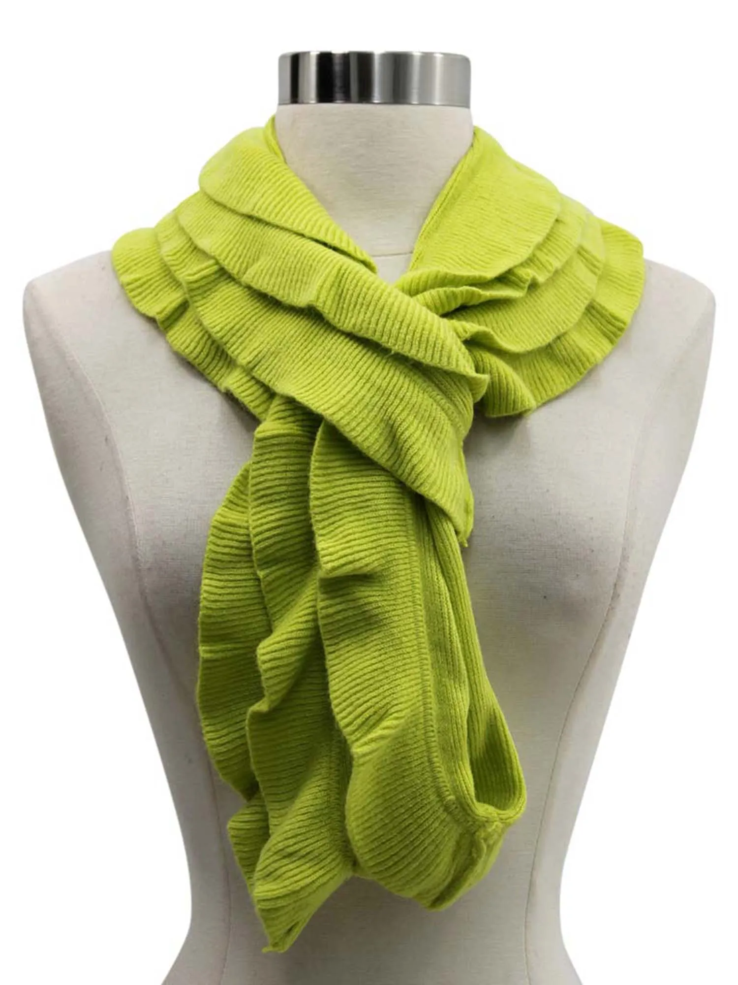 Feminine Ruffled Knit Winter Infinity Scarf