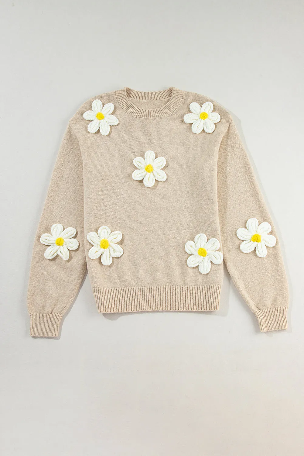 Floral Crochet Chunky Knit Sweater