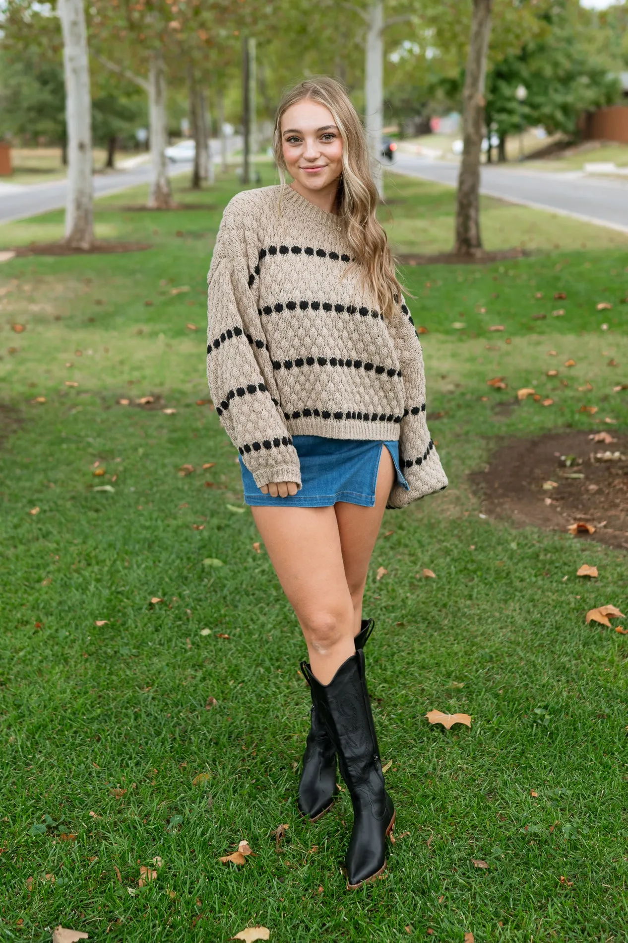 Heather Chunky Sweater - Khaki