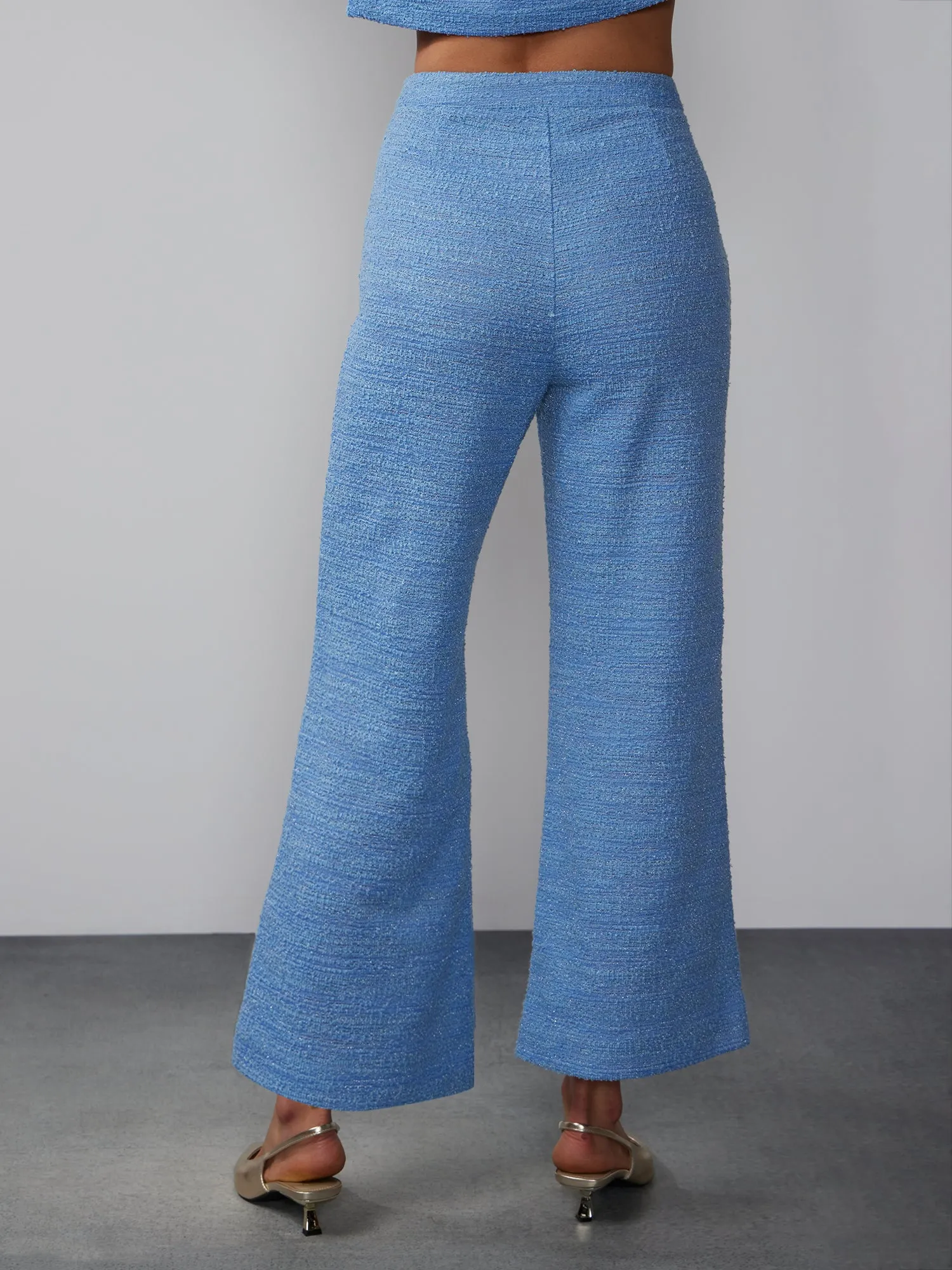 High Rise Flared Tweed Pant