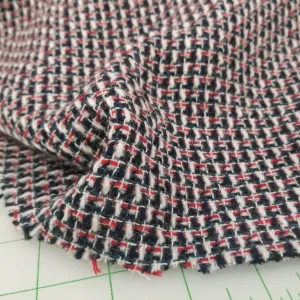 Italian Designer Deadstock Famous Maker Wool Blend  Red and Green Tweed Fabric- by the yard