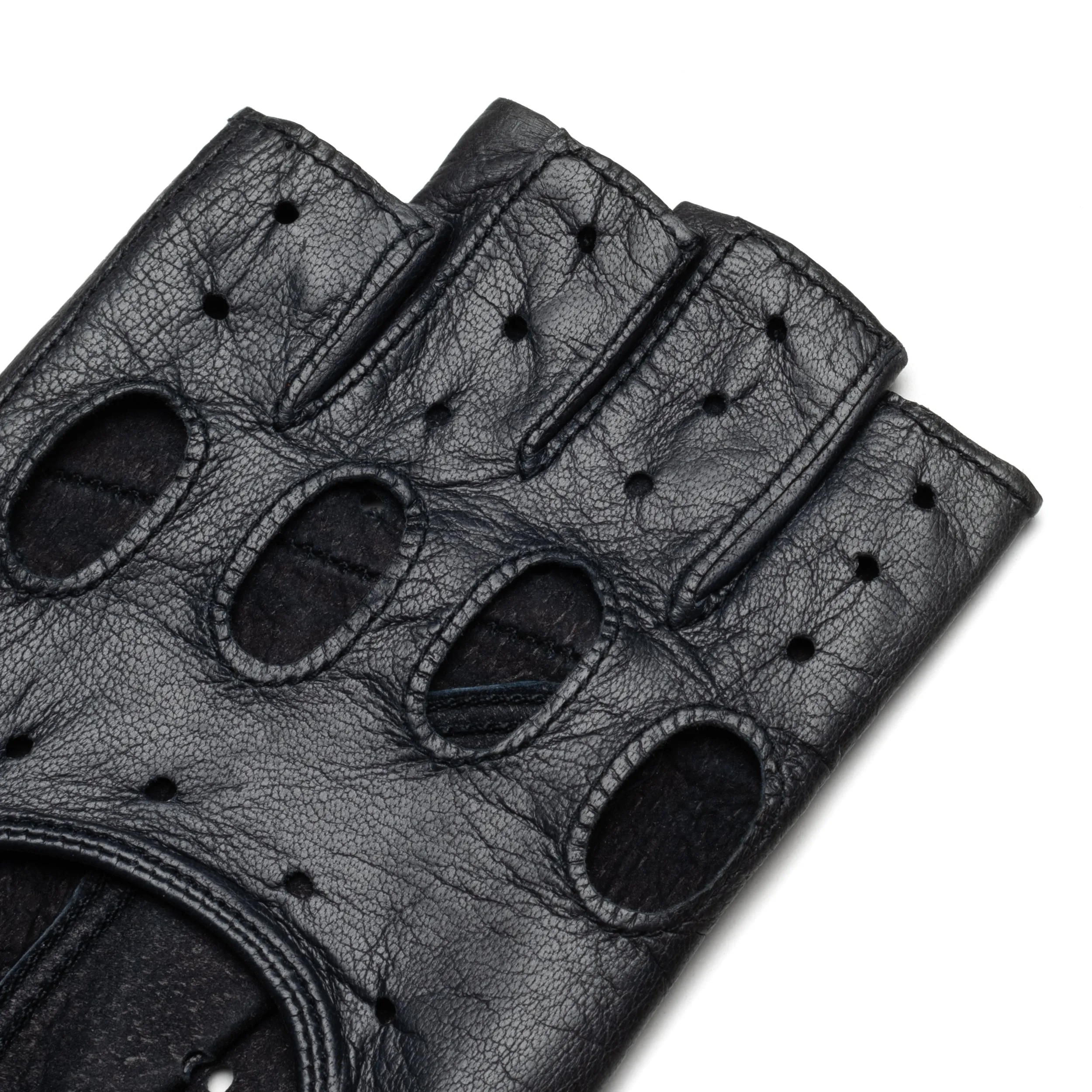 La Spezia Black Leather Driving Gloves for Women