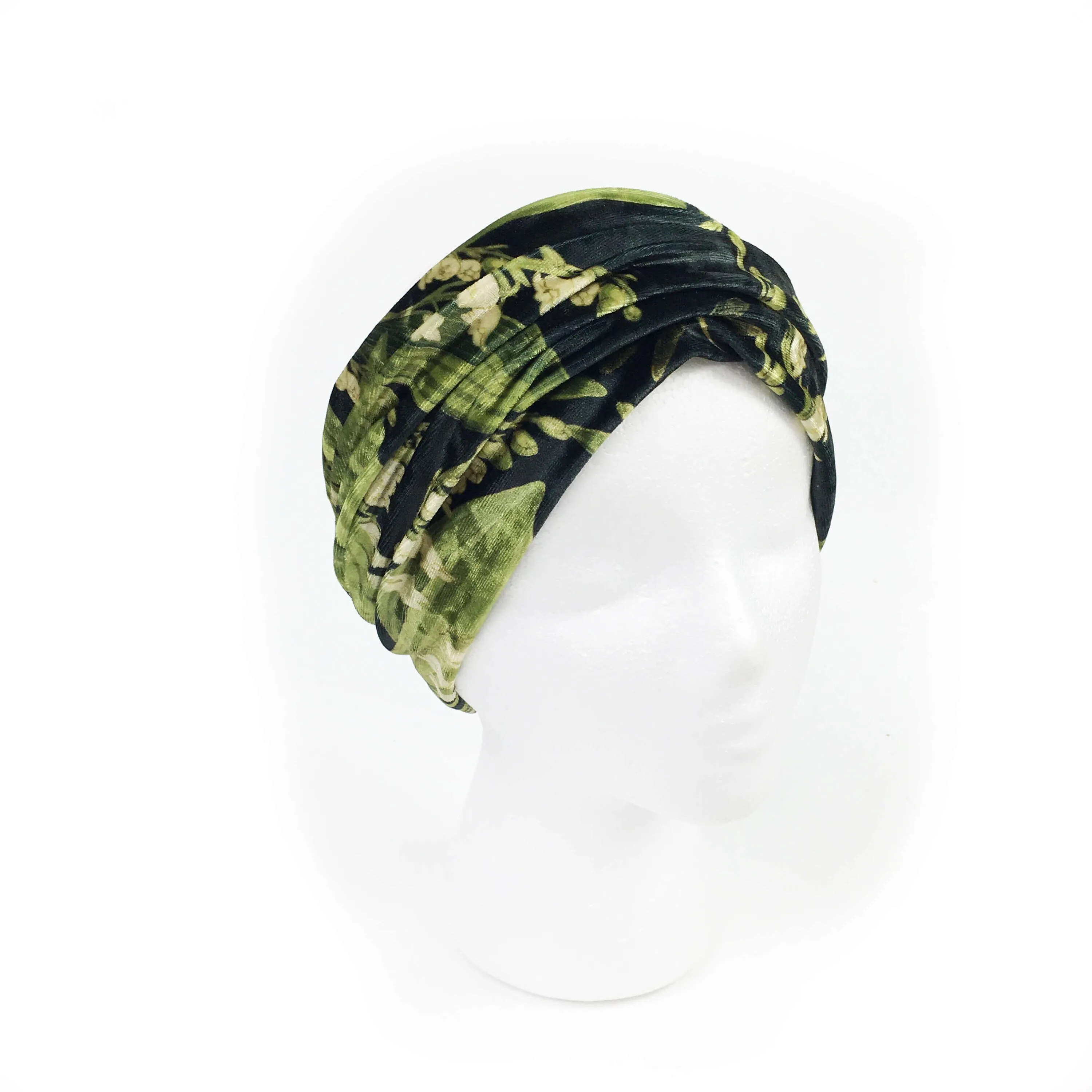 Lily-of-the-Valley Dragonfly, Versatile Scarf, Headband, HatBand, Neck Warmer, Ladies Scarf, Velour Scarf, Designer Gaiter, Handpainted