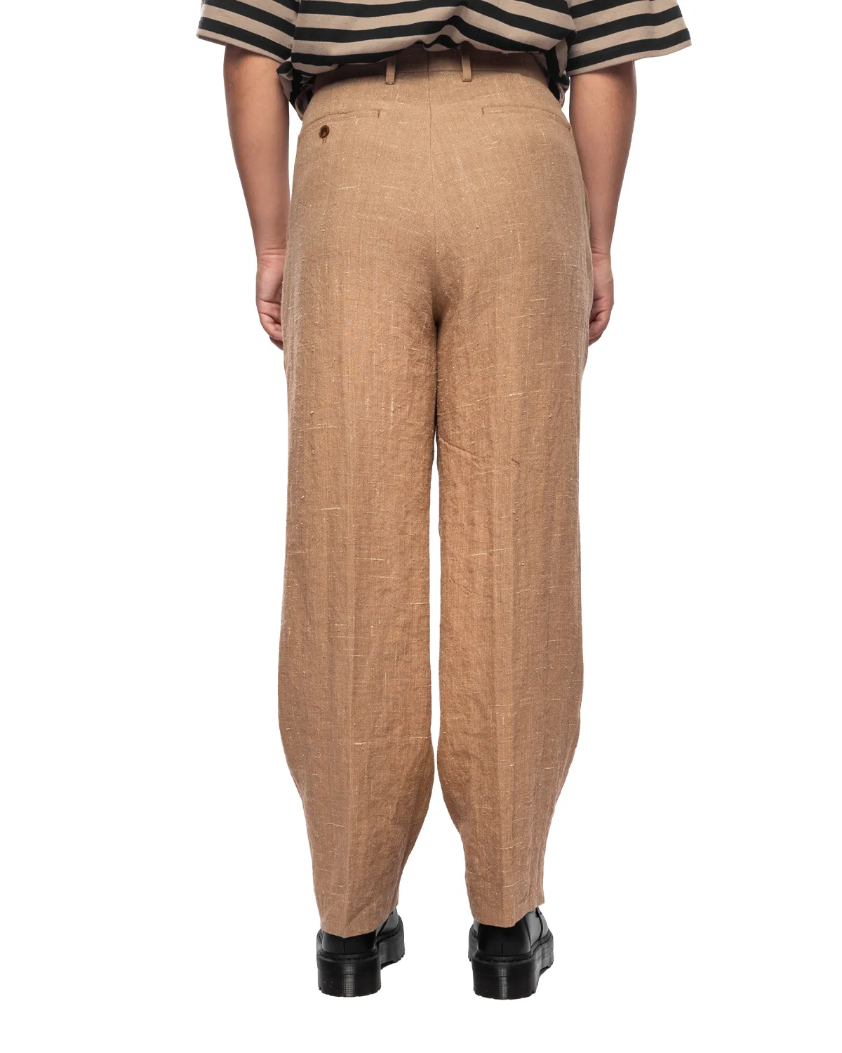 Linen Silk Tweed Slacks Brown