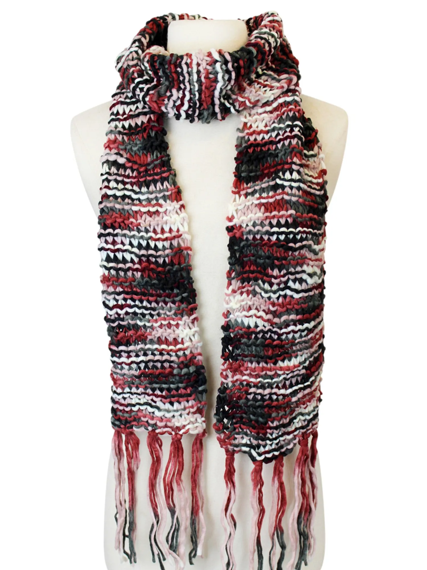 Long Two-Tone Knit Unisex Winter Scarf