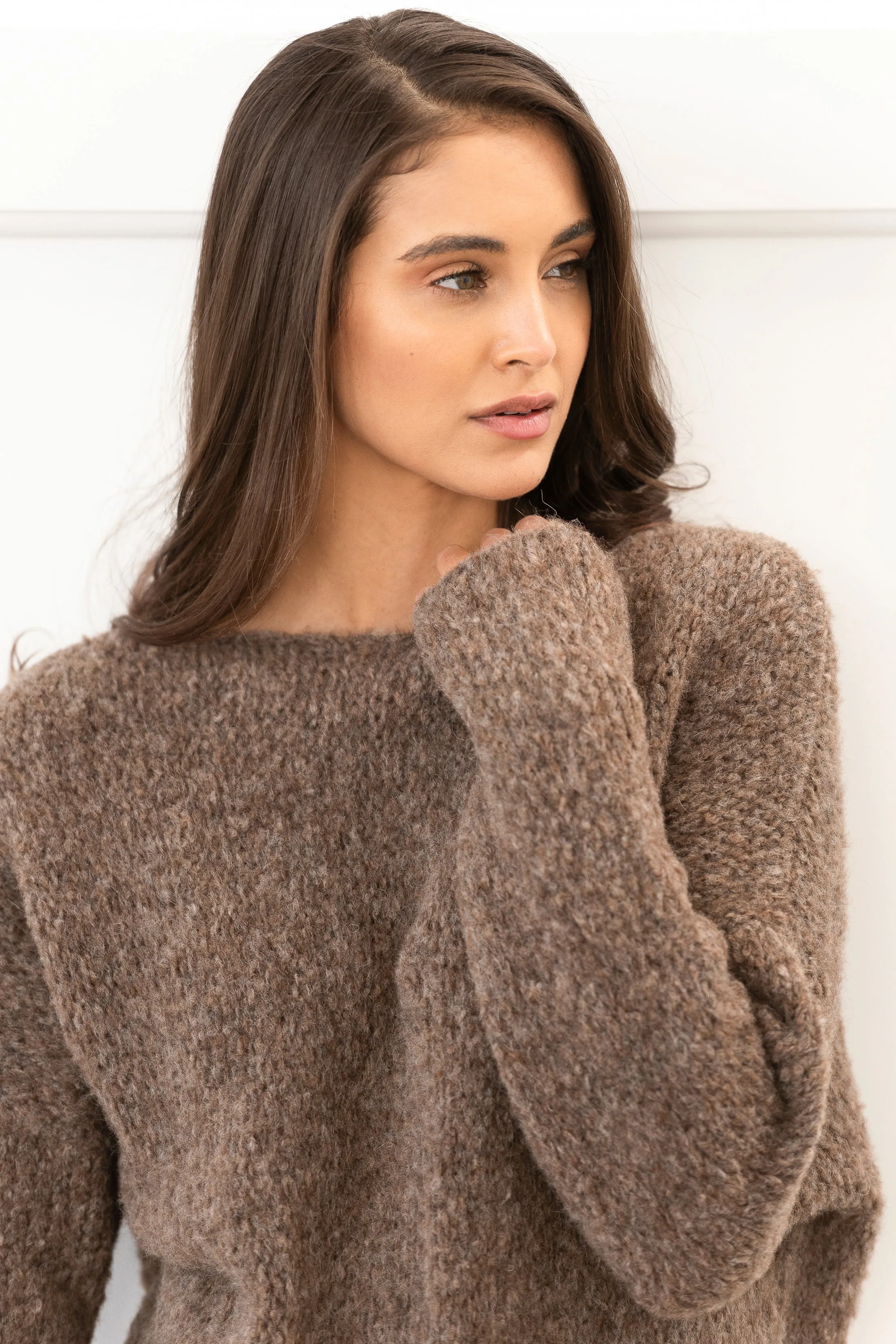 Milky brown alpaca sweater