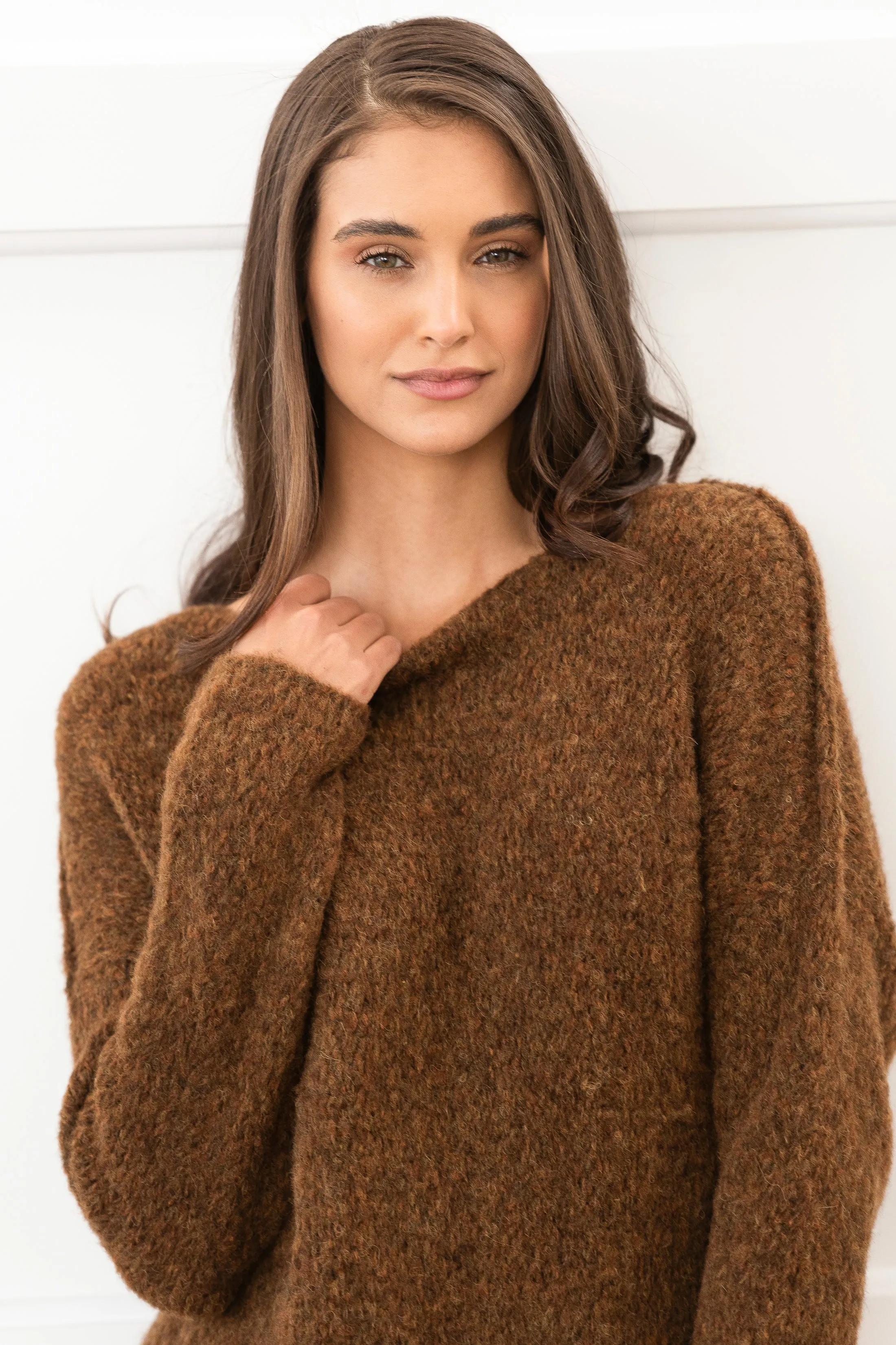 Milky brown alpaca sweater