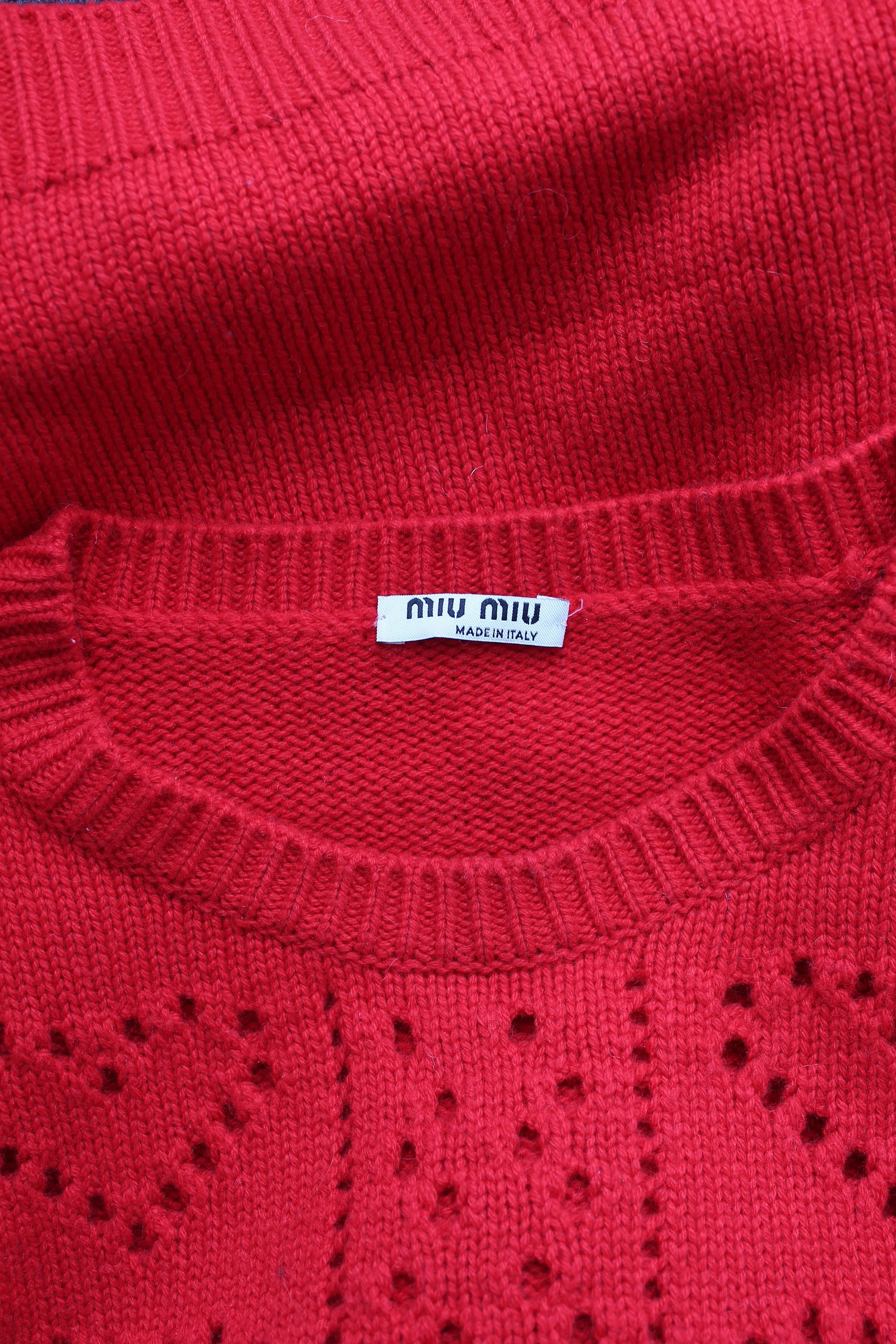 Miu Miu Heart Pointelle-Knit Cashmere Sweater