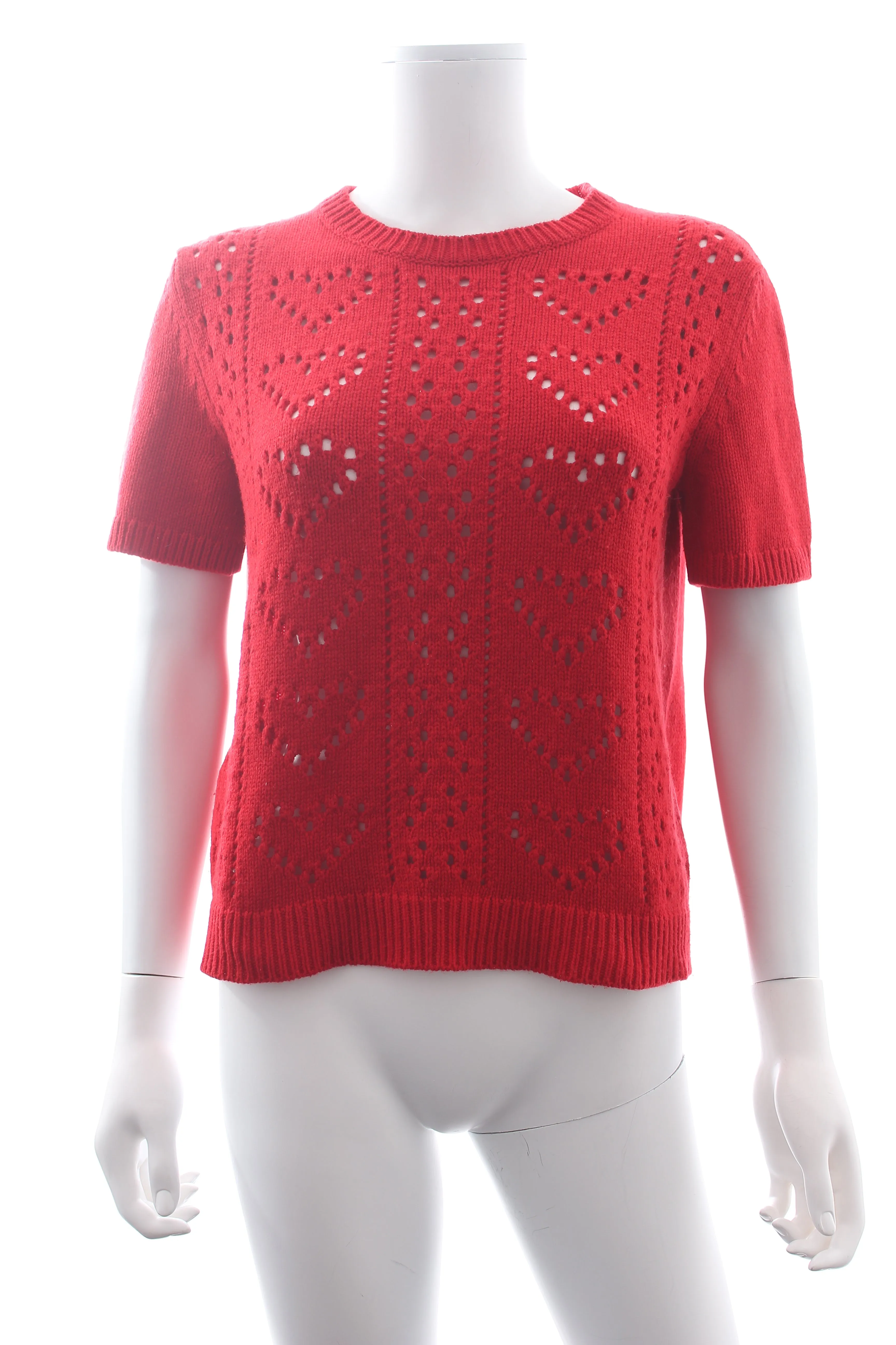 Miu Miu Heart Pointelle-Knit Cashmere Sweater